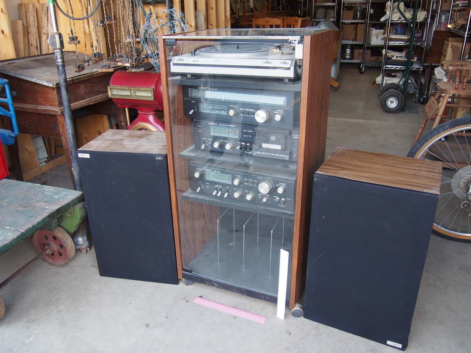 Stereo Cabinet Equipment W 2 Speakers 42 Tall