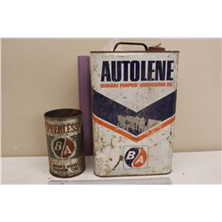 BA Oil Tins (2)(Peerless and Autolene)