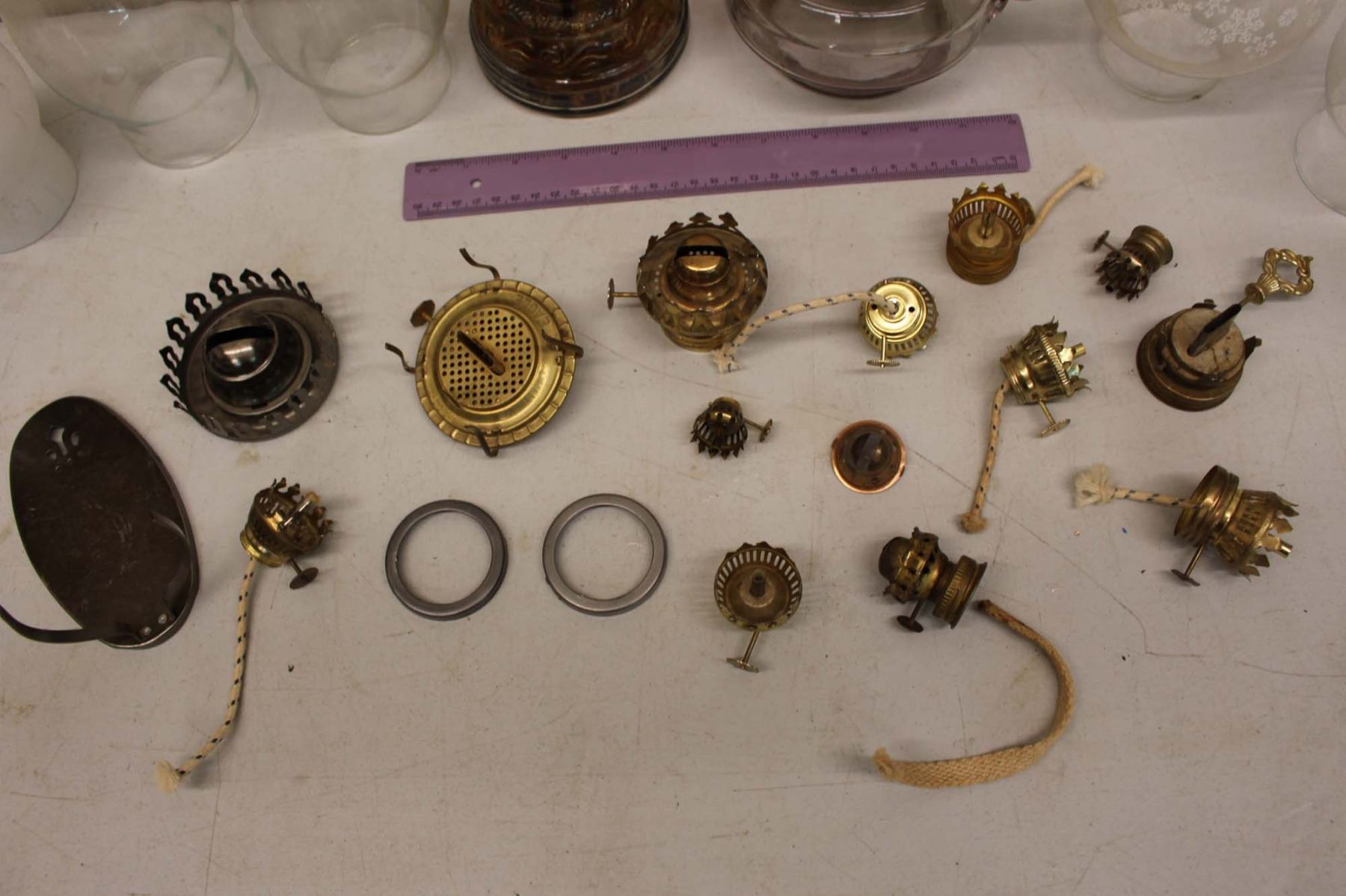 Lot Of Assorted Vintage Oil Lamp Parts lot-of-assorted-vintage-oil-lamp-parts