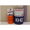 Image 3 : Gulf Outboard Motor Oil Lube Tin (Unopened) and a Gulf XHD Motor Oil Tin (Empty)