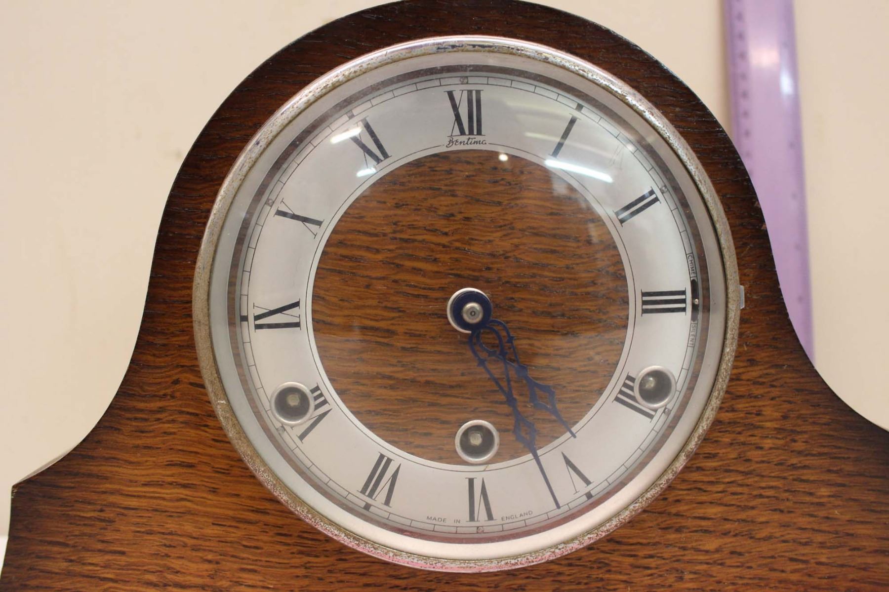 Vintage Wooden Table Top Clock - Bentina (Made in England)