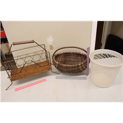 Magazine Rack, (2) Baskets