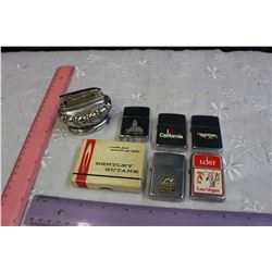 Lot Vintage Lighters (7)(Zipper (3), Boxed Bentley)