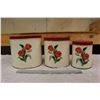 Image 1 : Vintage Red Floral Cannister Set (3 Pieces)