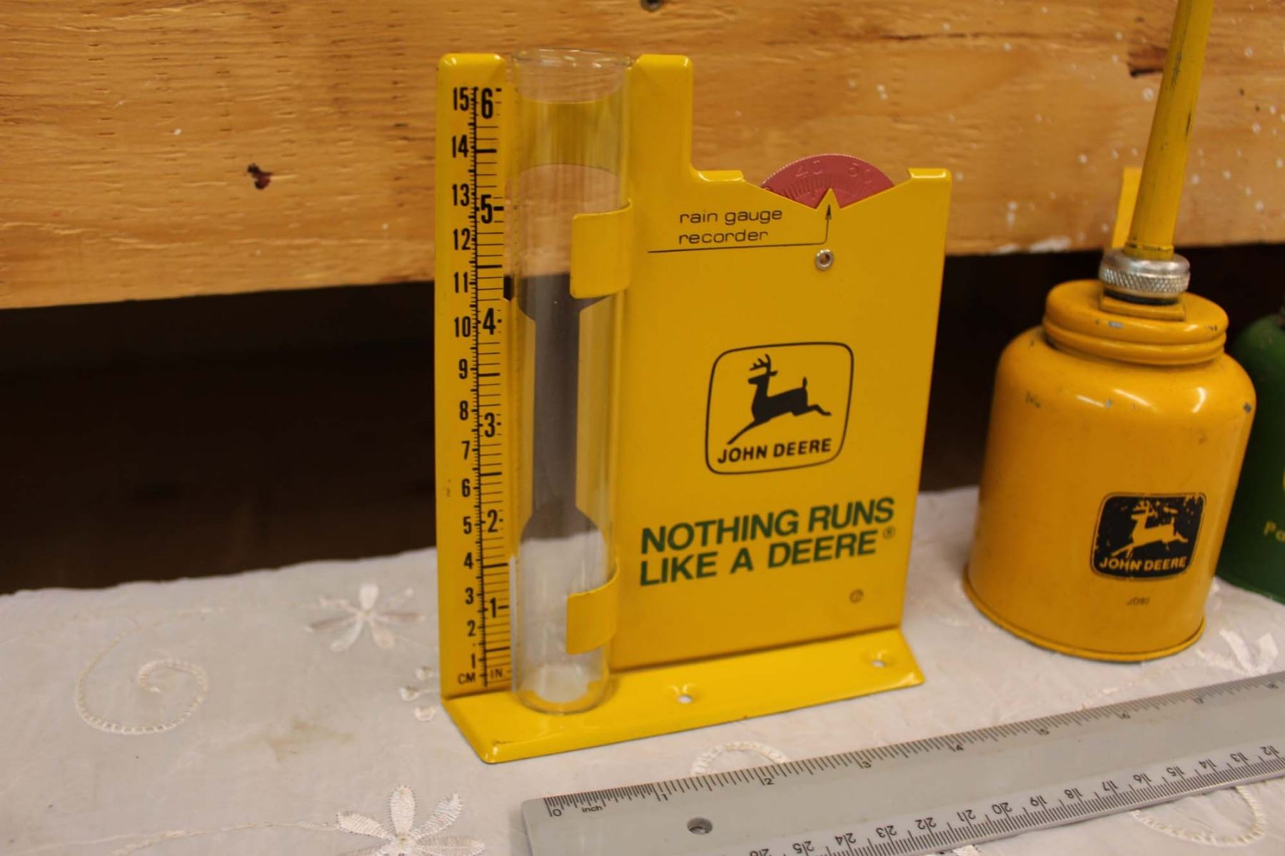 Vintage John Deere Rain Gauge and Oilers (2)