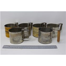 Vintage Advertising Flour Sifters (6)(Saskatoon, Avonlea, Colonsay, Jansen, Arcola and Morse)