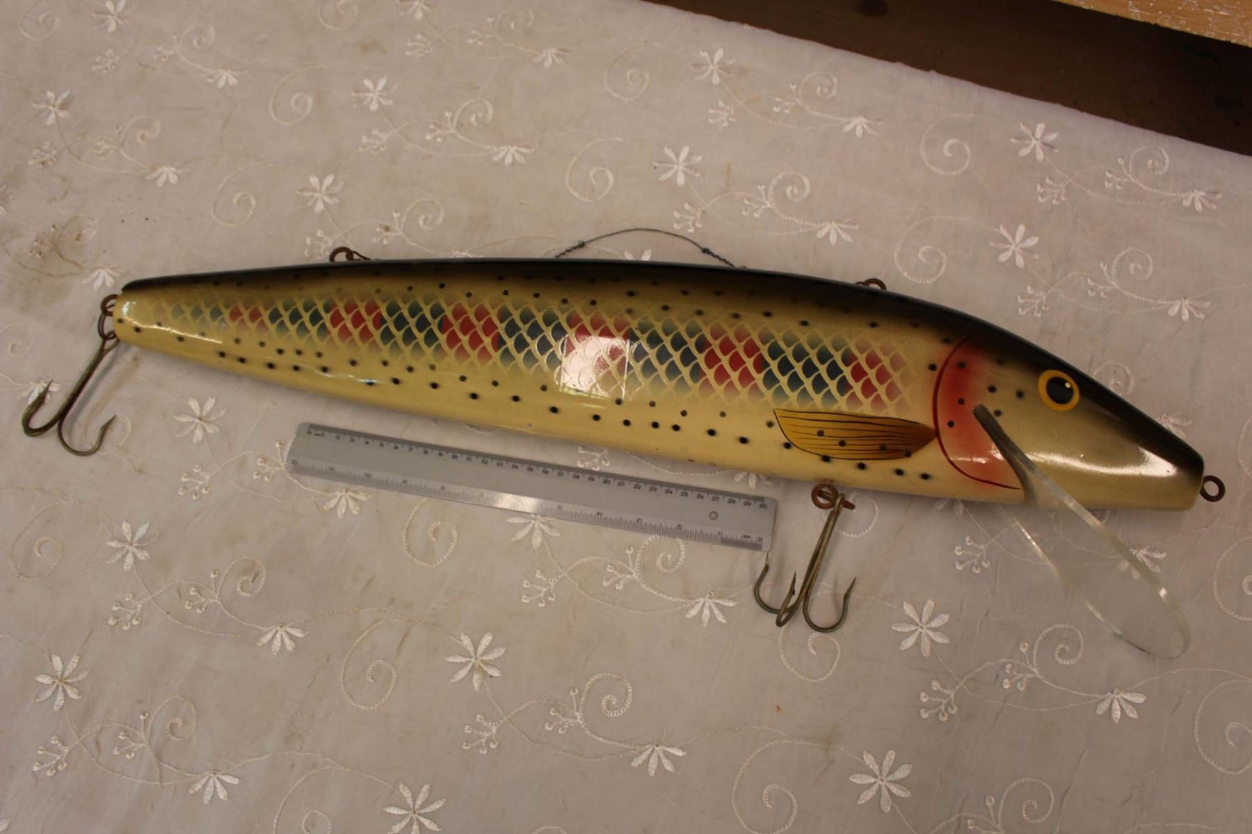 Vintage Large Wood Fishing Lure Handing Store Display