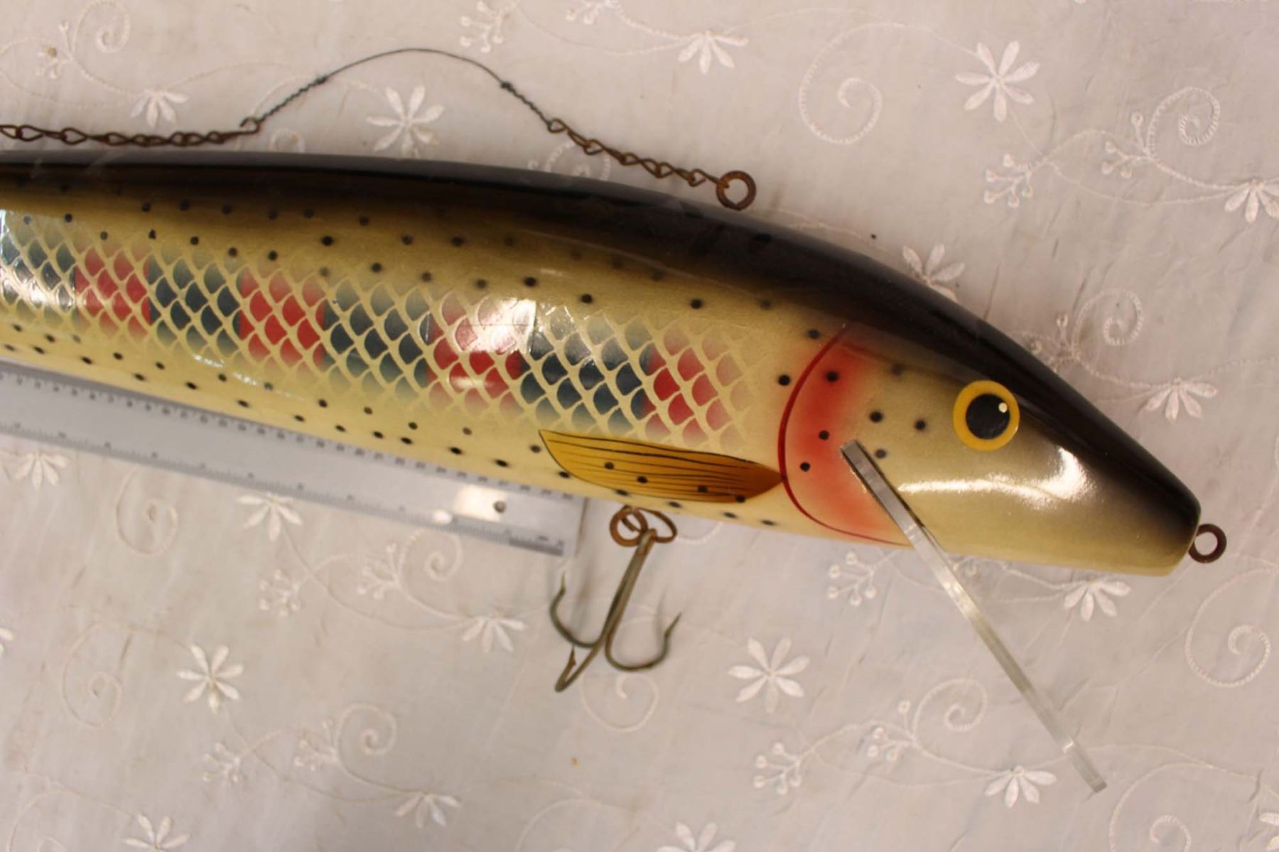 Vintage Large Wood Fishing Lure Handing Store Display