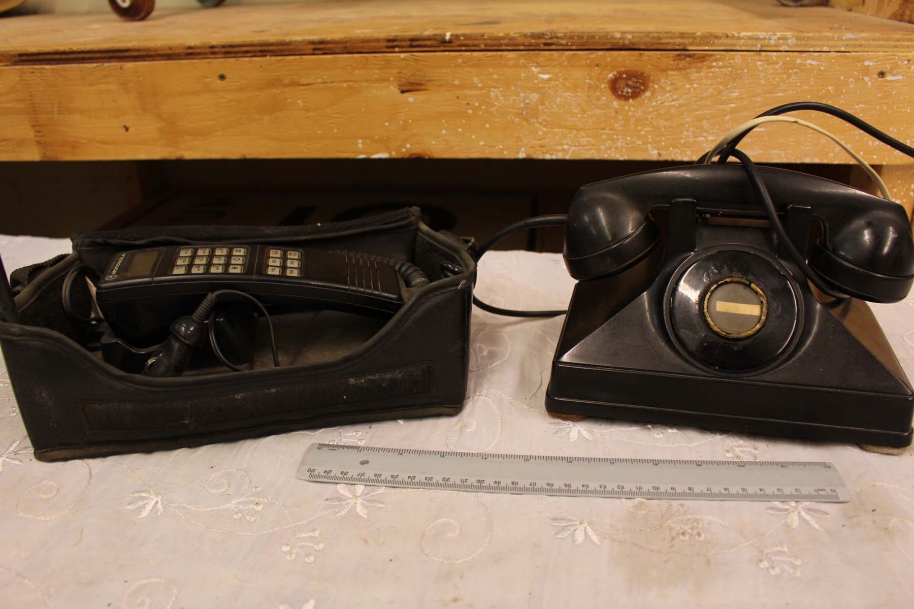 Vintage Motorola Car Phone w/Case, Rotary Phone