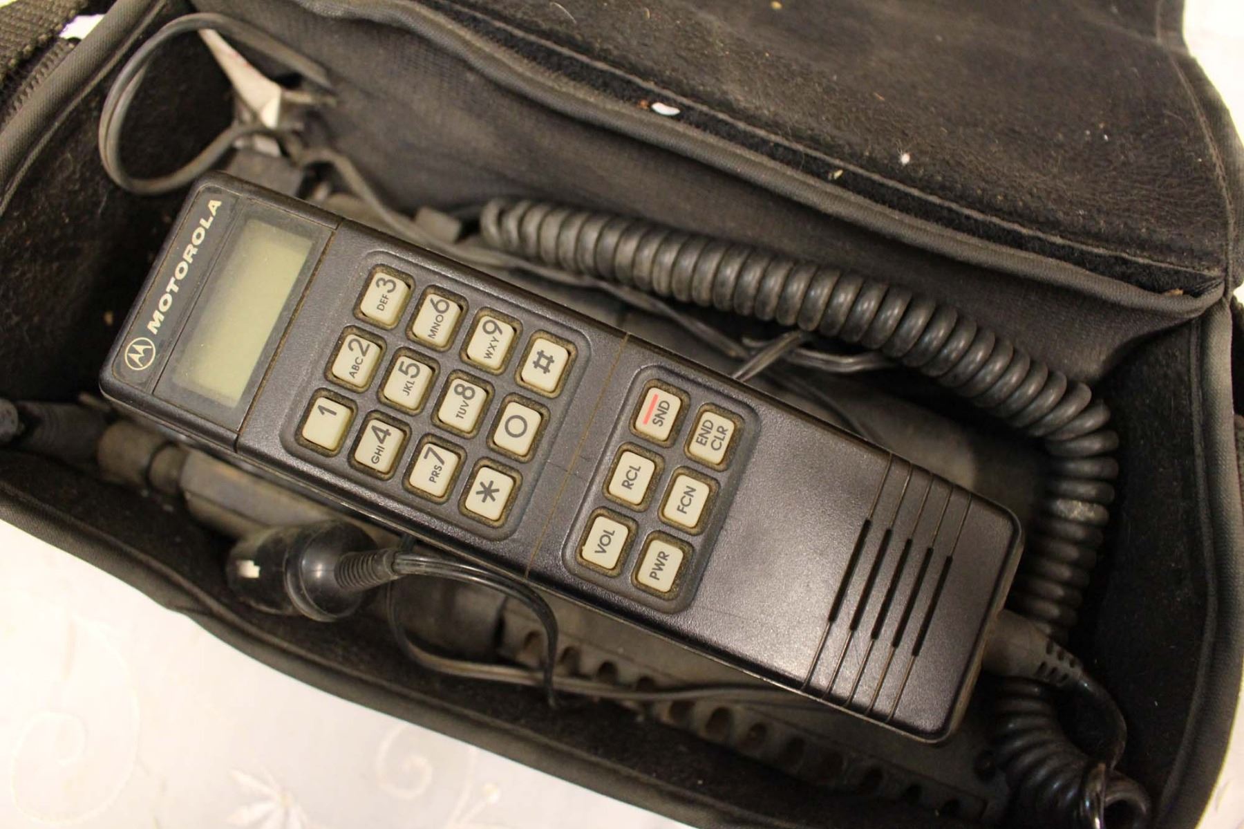 Vintage Motorola Car Phone w/Case, Rotary Phone