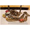 Image 2 : Crate of Vintage Misc (Cast Iron Shoe Molds, Animal Traps, Misc Automotive)