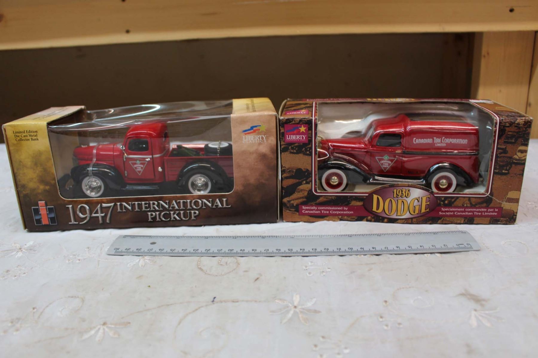 Die Cast Canadian Tire Truck Models (2) (IH 1947 International Pickup Liberty, 1936 Dodge Liberty)