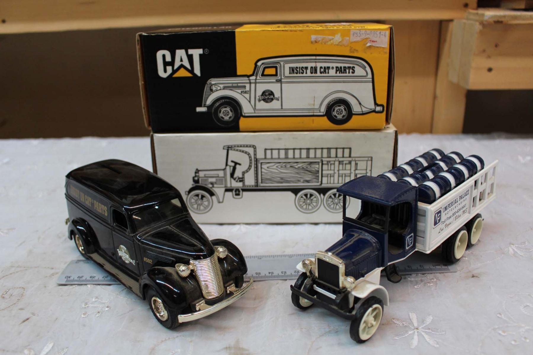Die Cast Truck Models (2) (1938 Cat Panel Truck Bank, 1925 Kenworth