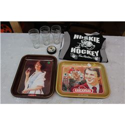 Lot of Misc. (Huskies Hockey Jersey, Coca Cola Trays & Cups etc.)
