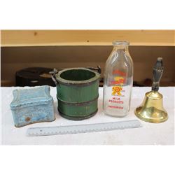 Lot of Vintage Misc. (Dairyland Milk Bottle, Edgeworth Tobacco Tin etc.)