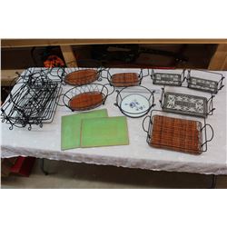 Lot of Metal Wire Serving Trays