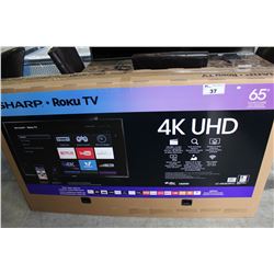 SHARP 65" 4K UHD ROKU SMART TV - LINE ON SCREEN