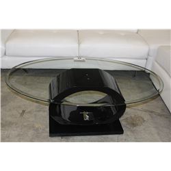 BLACK COFFEE TABLE WITH BEVELED GLASS TOP