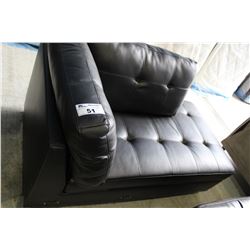 1 PIECE OF A BLACK LEATHER SECTIONAL