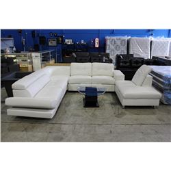4 PIECE MISMATCHED WHITE LEATHER SECTIONAL