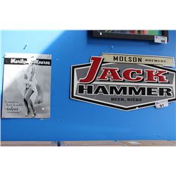 MOLSON BREWERY JACK HAMMER BEER AND MARILYN MONROE TIN SIGNS