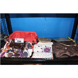 SHELF LOT OF DESIGNER HANDBAGS AND WALLETS
