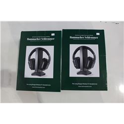 2 PAIRS OF LONG RANGE WIRELESS TV HEADPHONES