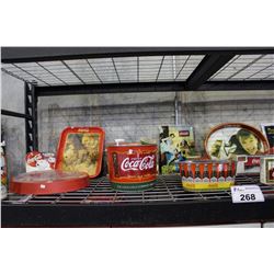 SHELF OF COCA-COLA COLLECTABLES AND MORE