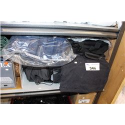 SHELF LOT OF BLOW UP BED HEATING PADS AND MORE