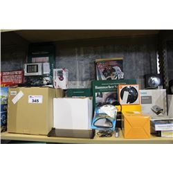 SHELF LOT OF HEATING STEERING WHEEL COVER, ELECTRONICS AND MORE