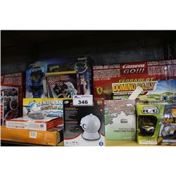 SHELF LOT OF GAMES, TOYS, PUZZLES AND MORE