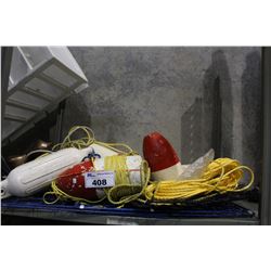 SHELF LOT INCLUDING 2 CRAB TRAPS AND MISC BOATING GEAR