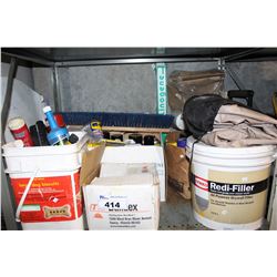 SHELF LOT OF MISC AUTOMOTIVE FLUIDS AND PAINTS