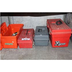 SHELF LOT OF TOOL KITS AND TOOL BOXES
