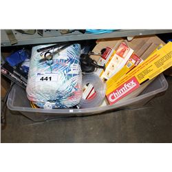 SHELF LOT OF FISHING RODS, COMFORTER AND MORE