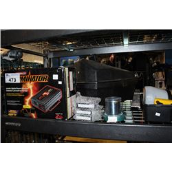 SHELF LOT MOTOMASTER POWER INVERTER, WAGNER PAINT SPRAYER AND MISC TOOLS