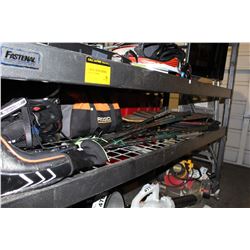 SHELF LOT OF GOLF CLUBS AND MORE