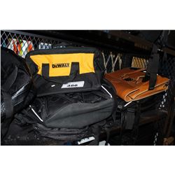 SHELF LOT OF MISC BAGS, SOFT TOOL BAGS AND MORE