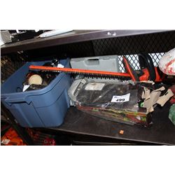 SHELF LOT INCLUDING CONCRETE MUSHROOM AND OTHER GOODS