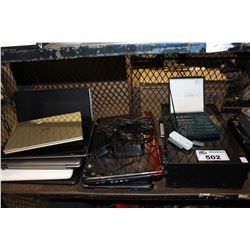 SHELF LOT INCLUDING LAPTOPS, RECEIVER AND MORE