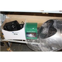 SHELF LOT OF MOTION LIGHTS, LAZY SUSAN AND MORE