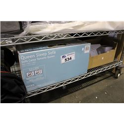 SHELF LOT OF COMMERCIAL GRADE TREE STORAGE BAG, QUEEN SLEEP SOFA AND MORE