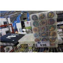 SHELF LOT OF POGS AND OTHER COLLECTABLES