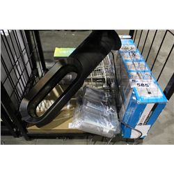 SHELF LOT OF SHAMPOO DISPENSER, SHOWER CADDY AND MORE