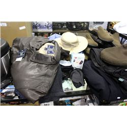 SHELF LOT OF COAT, SLOW COOKER AND MORE