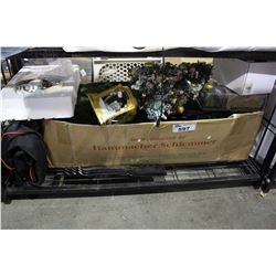 SHELF LOT OF CHRISTMAS DECORATIONS AND MORE