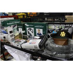 SHELF LOT OF NECK AND SHOULDER MASSAGERS, BUG VACUUM AND MORE