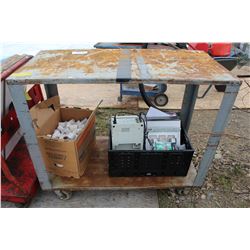 2 TIER ROLLING RACK WITH CONTENTS