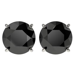 4.19 CTW Fancy Black VS Diamond Solitaire Stud Earrings 10K White Gold - REF-82X6T - 36711