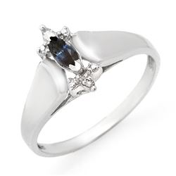 0.33 CTW Blue Sapphire & Diamond Ring 10K White Gold - REF-13W6F - 12551